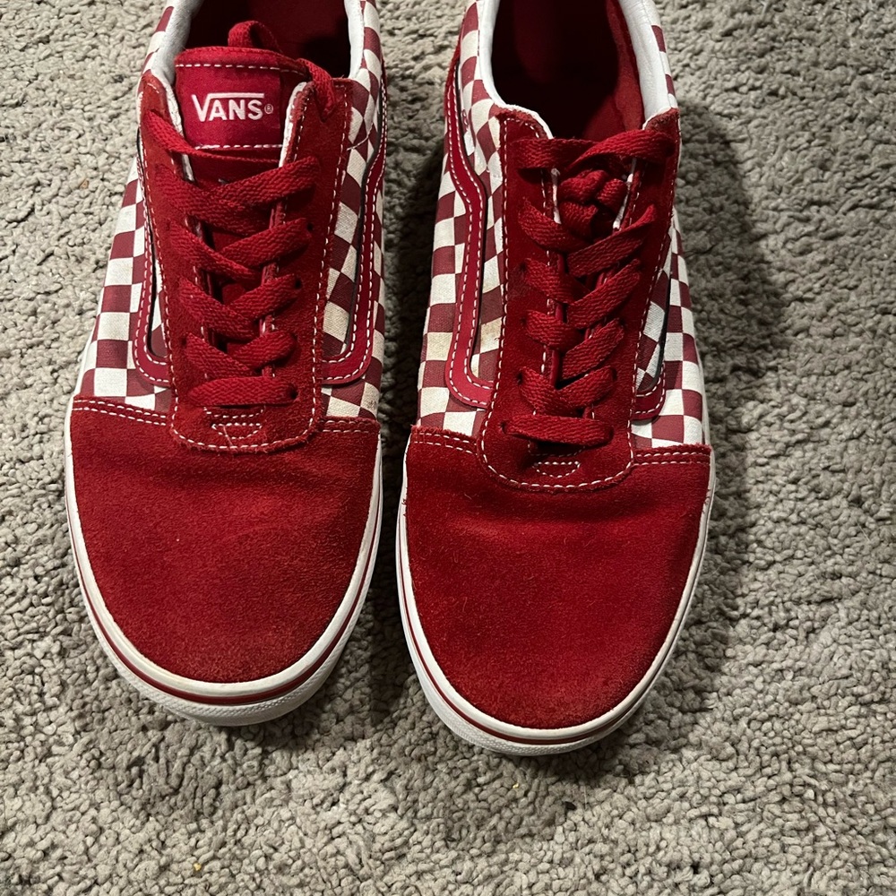 Vans Red and White Checkered Sneakers